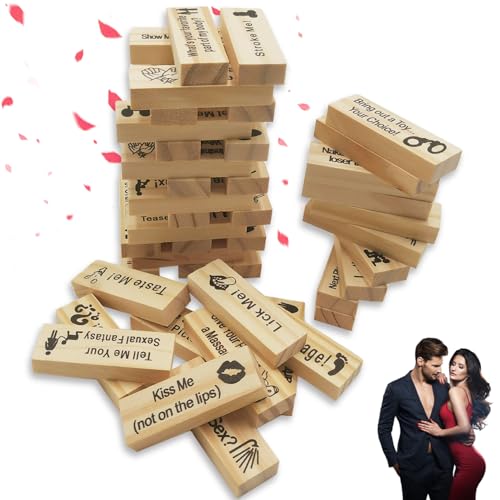 WELLXUNK Lust Tower, Couple Game Blocks, Super Naughty Block Tower Game, The Lust Tower Blocks, Super freches Blockturm-Spiel, Valentine Tumbling Tower Stacking Blocks Game, Paarspiele für Erwachsene von WELLXUNK