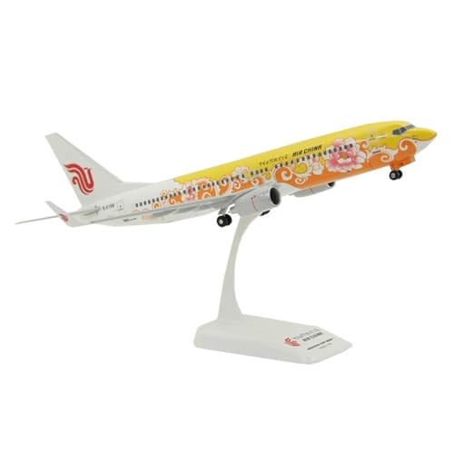 Aerobatic Flugzeug Für B737-800 Air China Montiertes Flugzeugmodell Gelbe Pfingstrose ABS-Desktop-Dekoration Sammlerstück 1:130 von WELSAA