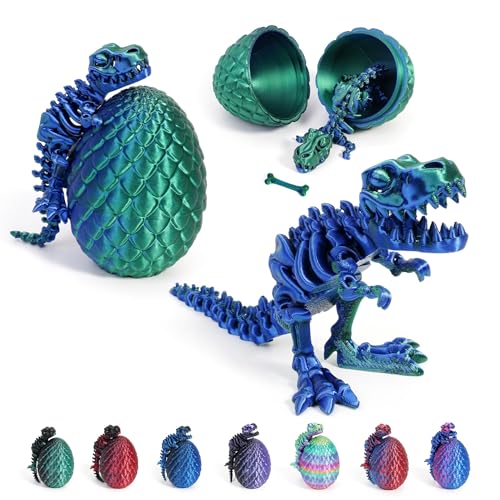 CWENDANER 3D Gedrucktes Drachenei, Realistische Dracheneier, Mini 3D Gedruckter Beweglicher Drachen Spielzeug, Ostern Geschenke Kinder, Dinosaurier Ornament für Easter Weihnach (Blau Grün) von WENAUANG