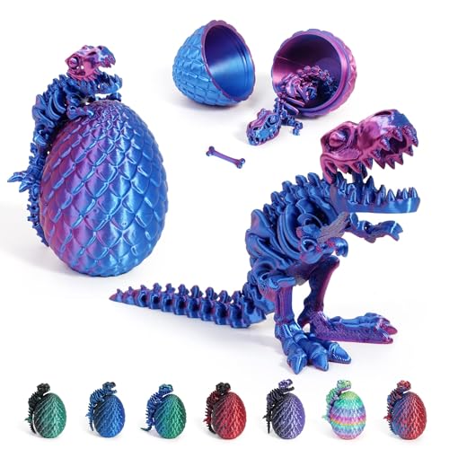 CWENDANER 3D Gedrucktes Drachenei, Realistische Dracheneier, Mini 3D Gedruckter Beweglicher Drachen Spielzeug, Ostern Geschenke Kinder, Dinosaurier Ornament für Easter Weihnach (Blau Lila) von WENAUANG