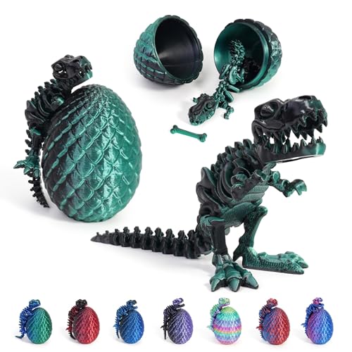 CWENDANER 3D Gedrucktes Drachenei, Realistische Dracheneier, Mini 3D Gedruckter Beweglicher Drachen Spielzeug, Ostern Geschenke Kinder, Dinosaurier Ornament für Easter Weihnach (Grün Schwarz) von WENAUANG