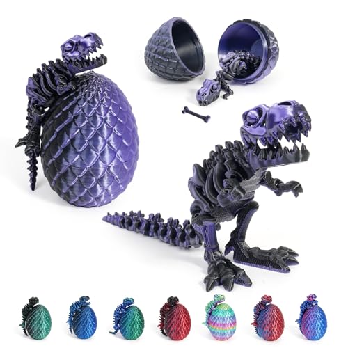 CWENDANER 3D Gedrucktes Drachenei, Realistische Dracheneier, Mini 3D Gedruckter Beweglicher Drachen Spielzeug, Ostern Geschenke Kinder, Dinosaurier Ornament für Easter Weihnach (Lila Schwarz) von WENAUANG