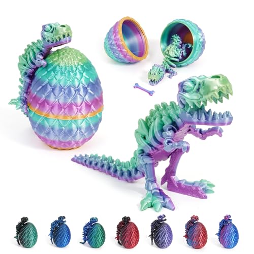 CWENDANER 3D Gedrucktes Drachenei, Realistische Dracheneier, Mini 3D Gedruckter Beweglicher Drachen Spielzeug, Ostern Geschenke Kinder, Dinosaurier Ornament für Easter Weihnach (Regenbogen) von WENAUANG