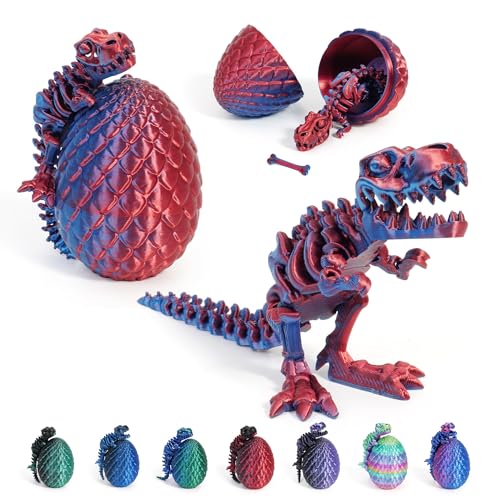 CWENDANER 3D Gedrucktes Drachenei, Realistische Dracheneier, Mini 3D Gedruckter Beweglicher Drachen Spielzeug, Ostern Geschenke Kinder, Dinosaurier Ornament für Easter Weihnach (Rot Blau) von WENAUANG