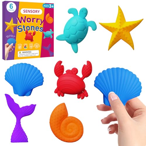 WENAUANG 6 Stück Fidget Toys Sensory Stones, Stressabbau Spielzeug Sensorische Stone, Stimming Toys Autism, Autismus Spielzeug für Zuhause, Arbeitsbereich, Park, Schule und Draußen von WENAUANG