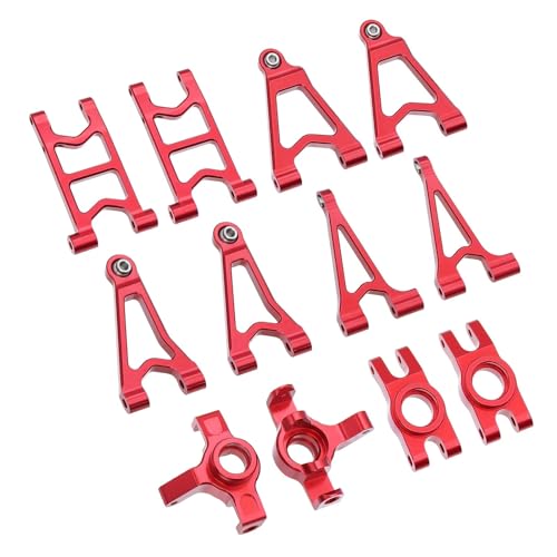 WENH 14303 14302 14301 Metall-Lenkschale/Stoßdämpferhalterungen/vorne hinten Oben unten Schwinge for 1/14 RC-Upgrade-Teile (Color : Red Set 1) von WENH