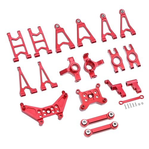 WENH 14303 14302 14301 Metall-Lenkschale/Stoßdämpferhalterungen/vorne hinten Oben unten Schwinge for 1/14 RC-Upgrade-Teile (Color : Red Set 2) von WENH