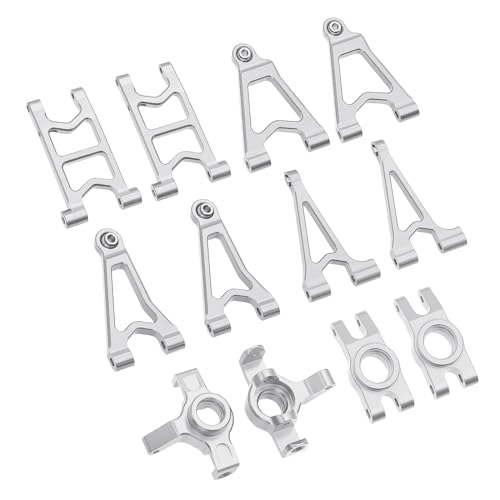 WENH 14303 14302 14301 Metall-Lenkschale/Stoßdämpferhalterungen/vorne hinten Oben unten Schwinge for 1/14 RC-Upgrade-Teile (Color : Silver Set 1) von WENH