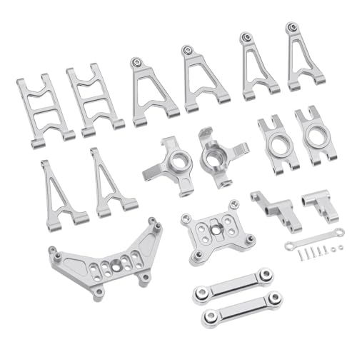 WENH 14303 14302 14301 Metall-Lenkschale/Stoßdämpferhalterungen/vorne hinten Oben unten Schwinge for 1/14 RC-Upgrade-Teile (Color : Silver Set 2) von WENH