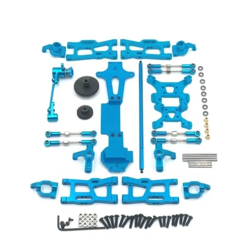 WENH 144001 Metall-Tuning-Teile-Kits Schwingenverbindungsstange Lenkblock for 144001 144002 144010 1/14 RC Autozubehör(Blue) von WENH