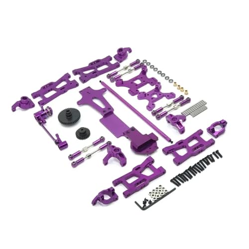 WENH 144001 Metall-Tuning-Teile-Kits Schwingenverbindungsstange Lenkblock for 144001 144002 144010 1/14 RC Autozubehör(Purple) von WENH