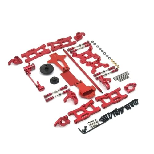 WENH 144001 Metall-Tuning-Teile-Kits Schwingenverbindungsstange Lenkblock for 144001 144002 144010 1/14 RC Autozubehör(Red) von WENH