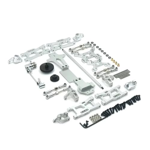 WENH 144001 Metall-Tuning-Teile-Kits Schwingenverbindungsstange Lenkblock for 144001 144002 144010 1/14 RC Autozubehör(Silver) von WENH