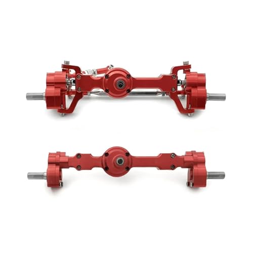 WENH Aluminiumlegierung CNC eloxiert Vollmetall Vorder- und Hinterportalachse for 1/12 MN99S MN98 D90 D91 D99 D99S MN90 RC Auto-Upgrade(Red) von WENH