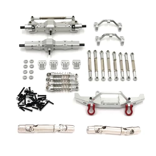 WENH C14 C24 C24-1 Metall Vorder- und Hinterachse Chassis Verbindungsstange Zugstange Halterung Stoßdämpfer Set 1/16 RC Auto Upgrade Teile(Silver) von WENH