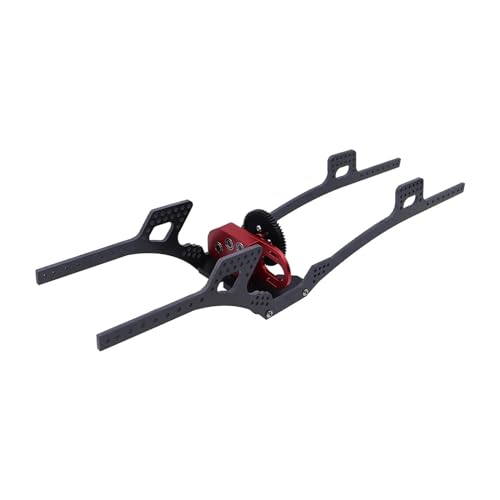 WENH Carbonfaser-Chassis-Rahmenschiene 2 niedriges Getriebe mit Unterfahrschutz for 1/10 RC Crawler SCX10 Teile mit unterem Schwerpunkt (Color : Red Add Rails) von WENH