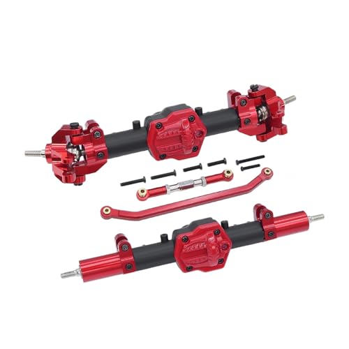 WENH MN86 Komplettes Vorder- und Hinterdifferential mit gerader Achse und Diff-Getriebe for Crawler-Auto 1/12 MN128 G500 MN86K MN86KS MN86S Upgrade (Color : Set Black Red) von WENH