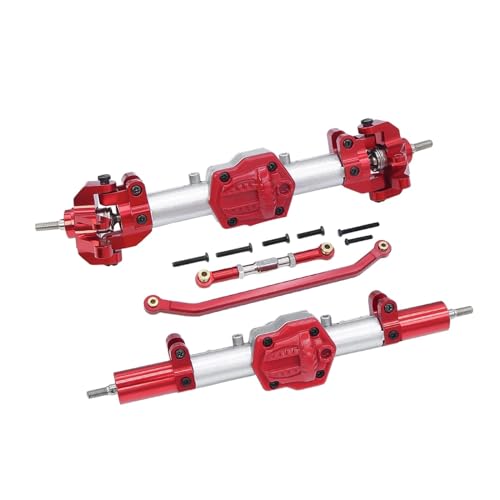 WENH MN86 Komplettes Vorder- und Hinterdifferential mit gerader Achse und Diff-Getriebe for Crawler-Auto 1/12 MN128 G500 MN86K MN86KS MN86S Upgrade (Color : Set Silver Red) von WENH