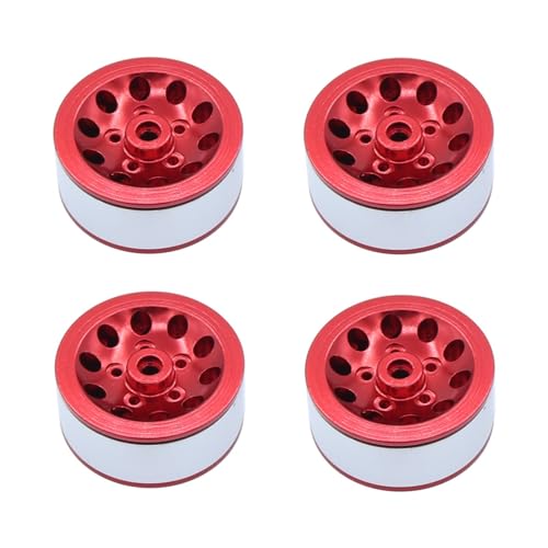 WENH Metall Bead Lock Radnabe Felgen mit Reifen for 1/16 C14 C24 B14 B24 B16 1/12 MN78 MN99S MND90 RC Auto Upgrade Teile (Color : Red Rims) von WENH