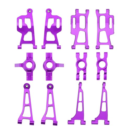 WENH Metall Lenkung Tasse Oberen Unteren Schwinge Arm Set for 1/14 14210 14209 RC Auto Upgrade Ersatzteile (Color : Purple) von WENH