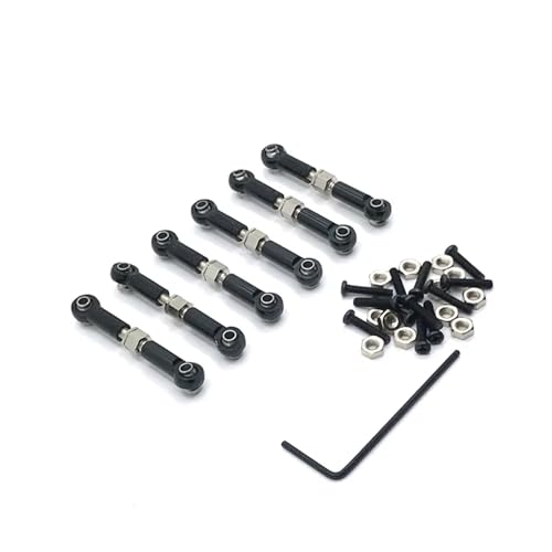 WENH Metallgestänge Zugstange Vorne/Hinten Servo Link Spurstange for 184011 A949 A959 A969 A979 K929 1/18 RC Auto Upgrade Ersatzteile(Black) von WENH