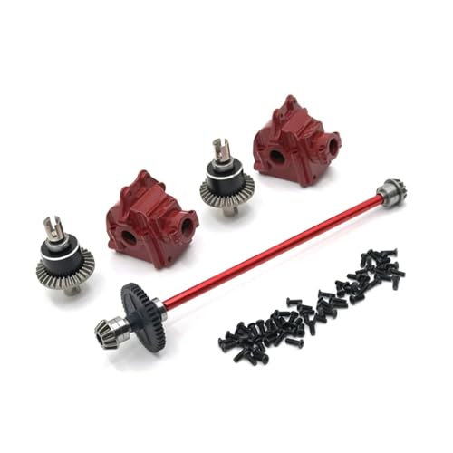 WENH Upgrade Metall Center Antriebswelle Montage Getriebe Differential Kit for 144010 144001 144002 Teile(Red) von WENH