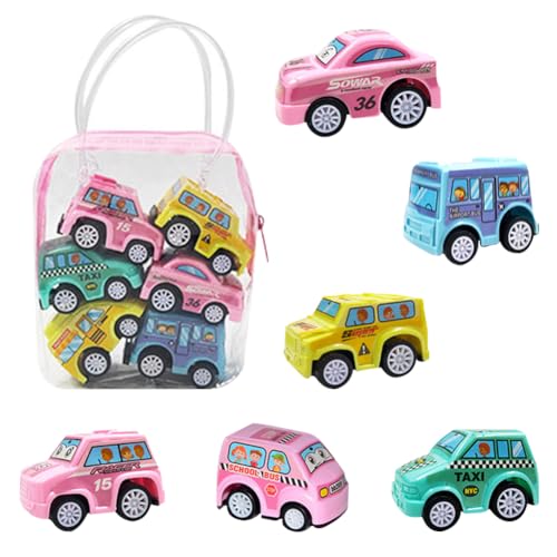 WENHYXG Auto Spielzeug Set, 6PCS Mini Cars Set Kinder Pull Back Toy Car Zufälliger Mini Spielzeugautos Modellauto Push and Go Mini Autos,für 3+ Jahre Mädchen Jungen Kinder Spielzeug von WENHYXG