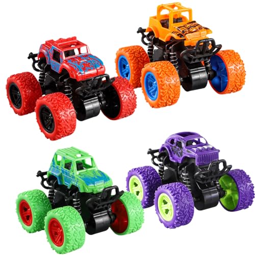 WENHYXG Truck Spielzeugauto, 4PCS Cars Spielzeug Zurückziehen Auto Trägheit Reibungsbetriebene Autos Kinder Spielzeugautos Cars Kinderidee Mini Spielfahrzeuge Geburtstag Geschenke für Jungen Mädchen von WENHYXG