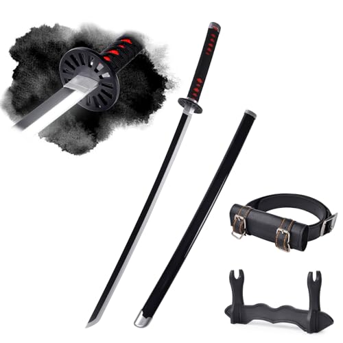 Leuchtende Anime Tanjiro Schwert Replik mit wiederaufladbarem Akku, 30 Zoll LED Katana mit Display Ständer und Gürtel, Zauberstäbe für Cosplay und Sammlung, perfekt für Halloween und Geschenk von WERKON