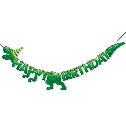 Aquarell Dinosaurier Happy Birthday Banner – Dinosaurier Geburtstag Party Dekorationen für Jungen Kinder Dino-Themenparty Zubehör T-Rex hängende Wanddekoration vorbespannt von WERNNSAI