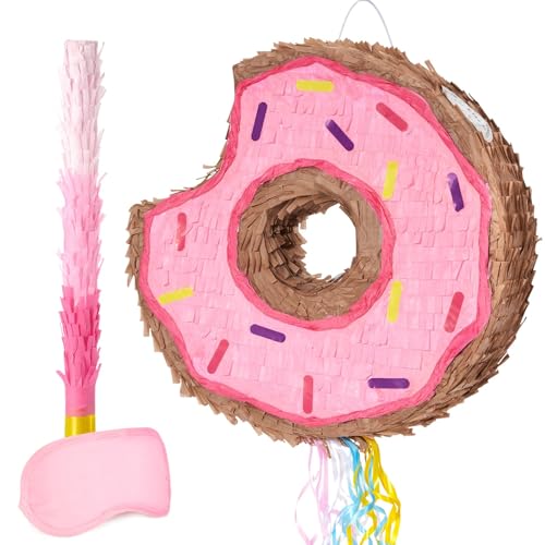 WERNNSAI Donut-Piñata – Rosa Donut-Piñata mit Augenbinde und Stab für Kinder, süße Geburtstagsparty-Dekorationen, süßes Dessert, Party-Spielzubehör, Babyparty-Dekorationen WERNNSAI Donut-Piñata – Rosa Donut-Piñata mit Augenbinde und Stab für Kinder, süße Geburtstagsparty-Dekorationen, süßes Dessert, Party-Spielzubehör, Babyparty-Dekorationen von WERNNSAI