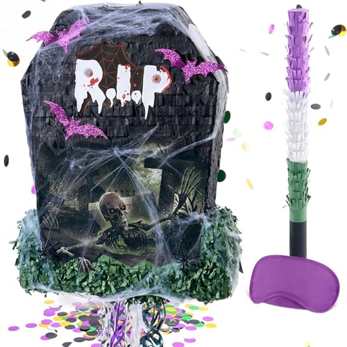 WERNNSAI Halloween Pinata – Halloween Grabstein Piñata Deko Kinder Erwachsene Junge Grabstein Pinata mit Augenbinde Konfetti Spinnennetz Stab Oktober Gruselige Party Halloweendeko Süßigkeitenspiel WERNNSAI Halloween Pinata – Halloween Grabstein Piñata Deko Kinder Erwachsene Junge Grabstein Pinata mit Augenbinde Konfetti Spinnennetz Stab Oktober Gruselige Party Halloweendeko Süßigkeitenspiel von WERNNSAI