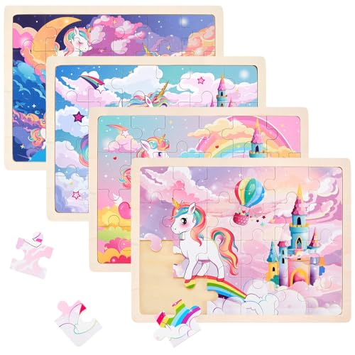 WERNNSAI Kinder Einhorn Holzpuzzle Tiere Puzzle ab 3 4 5 6 Jahre Kinder Einhorn Tier Holzpuzzle Spiele für Kinder Vorschule Lehrreiches Spielzeug Geschenke für Kinder für Jungen und Mädchen von WERNNSAI