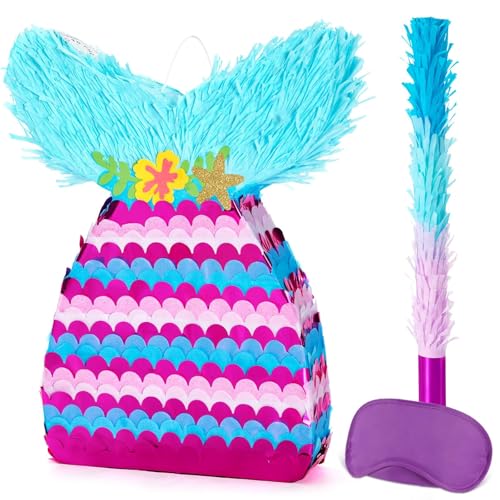 WERNNSAI Meerjungfrau Pinata – Ozean-Party-Piñata mit Augenbinde und Fledermaus für Kinder und Mädchen, Meerjungfrauen-Geburtstagsparty-Dekoration, lila, Spielbedarf, Babyparty, Feier WERNNSAI Meerjungfrau Pinata – Ozean-Party-Piñata mit Augenbinde und Fledermaus für Kinder und Mädchen, Meerjungfrauen-Geburtstagsparty-Dekoration, lila, Spielbedarf, Babyparty, Feier von WERNNSAI