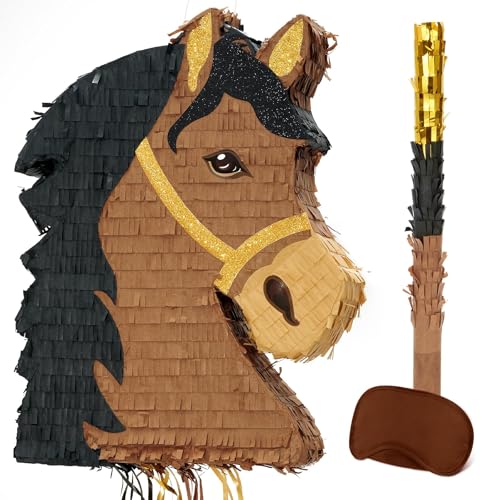 WERNNSAI Pferde Piñata – Pferd Geburtstag Pinata Deko Junge Kindergeburtstag Pferdekopf Piñata mit Augenbinde und Stab Geburtstagsparty Cowboys Westworld Party Dekorationen Partyspiele Zubehör WERNNSAI Pferde Piñata – Pferd Geburtstag Pinata Deko Junge Kindergeburtstag Pferdekopf Piñata mit Augenbinde und Stab Geburtstagsparty Cowboys Westworld Party Dekorationen Partyspiele Zubehör von WERNNSAI