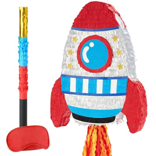 WERNNSAI Raketen-Piñata – Raumschiff-Piñata mit Augenbinde und Stock für Kinder, Weltraumabenteuer, Geburtstagsparty, Dekoration, Galaxie, Astronaut, Party, Babyparty, Jahrestag, Feier, Zubehör WERNNSAI Raketen-Piñata – Raumschiff-Piñata mit Augenbinde und Stock für Kinder, Weltraumabenteuer, Geburtstagsparty, Dekoration, Galaxie, Astronaut, Party, Babyparty, Jahrestag, Feier, Zubehör von WERNNSAI