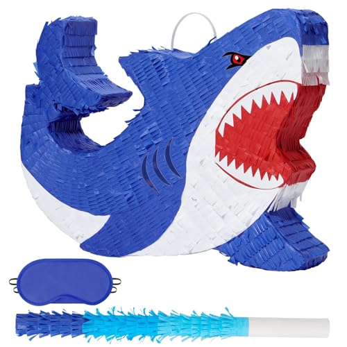 WERNNSAI Hai Pinata – Shark Geburtstags Piñata Deko Junge Kindergeburtstag Hai Piñata mit Augenmaske Stab Sommer Geburtstagsparty Dekoration Unterwasser Ozean Poolparty Partyspiele Zubehör Blau WERNNSAI Hai Pinata – Shark Geburtstags Piñata Deko Junge Kindergeburtstag Hai Piñata mit Augenmaske Stab Sommer Geburtstagsparty Dekoration Unterwasser Ozean Poolparty Partyspiele Zubehör Blau von WERNNSAI