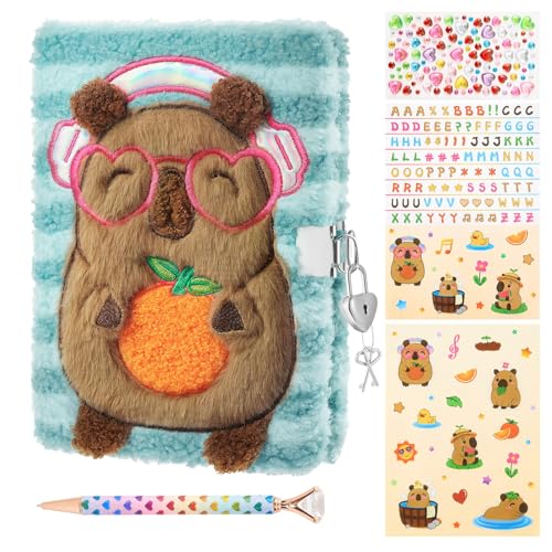 WEINNSAI Capibara Plüsch-Tagebuch-Set für Kinder, Geheimes Tagebuch-Set mit Schloss, Schlüssel, Stift, Aufklebern, Zum Schreiben und Zeichnen, Geschenke für Mädchen im Alter von 6–8 Jahren WEINNSAI Capibara Plüsch-Tagebuch-Set für Kinder, Geheimes Tagebuch-Set mit Schloss, Schlüssel, Stift, Aufklebern, Zum Schreiben und Zeichnen, Geschenke für Mädchen im Alter von 6–8 Jahren von WERNNSAI