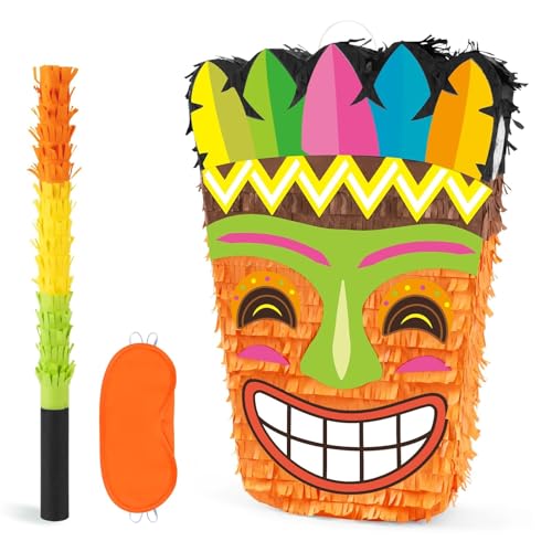 WERNNSAI Aloha Pinata – Tropische Hawaii Pinata mit Augenbinde und Fledermaus für Kinder Pinata Hawaiianische Luau Motto Partydekorationen Partydekorationen 40,9 cm x 31,5 cm von WERNNSAI