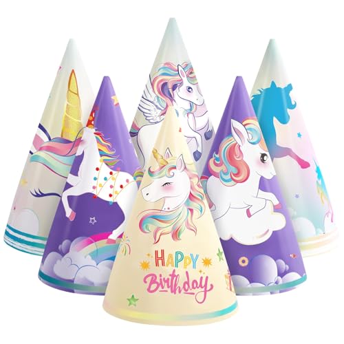 WERNNSAI Einhorn Geburtstagspartyhüte - 12 Teiliges Einhorn Partyzubehör Party Kopfbedeckungen Aus Papierkegelhüten Für Kinder Mädchen Einhorn Party Dekoration von WERNNSAI