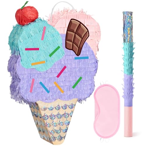 WERNNSAI Eiscreme Pinata – Eis Geburtstags Piñata Mädchen Kinder Eiscreme Piñata mit Augenbinde Stab Rosa Lila Sommer Geburtstagsparty Dekoration Süße Poolparty Deko Spiele Zubehör WERNNSAI Eiscreme Pinata – Eis Geburtstags Piñata Mädchen Kinder Eiscreme Piñata mit Augenbinde Stab Rosa Lila Sommer Geburtstagsparty Dekoration Süße Poolparty Deko Spiele Zubehör von WERNNSAI