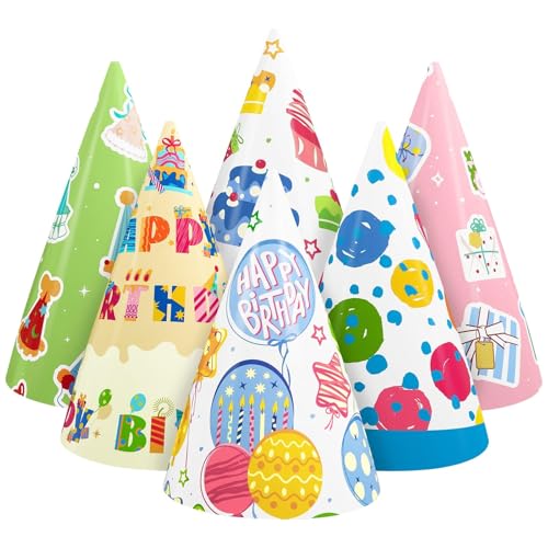 WERNNSAI Geburtstagsparty-Hüte – 12 Stück Geburtstagsparty-Zubehör, bunte Kegelhüte für Erwachsene, Jungen, Mädchen, Kinder, Geburtstags-Kopfbedeckung WERNNSAI Geburtstagsparty-Hüte – 12 Stück Geburtstagsparty-Zubehör, bunte Kegelhüte für Erwachsene, Jungen, Mädchen, Kinder, Geburtstags-Kopfbedeckung von WERNNSAI