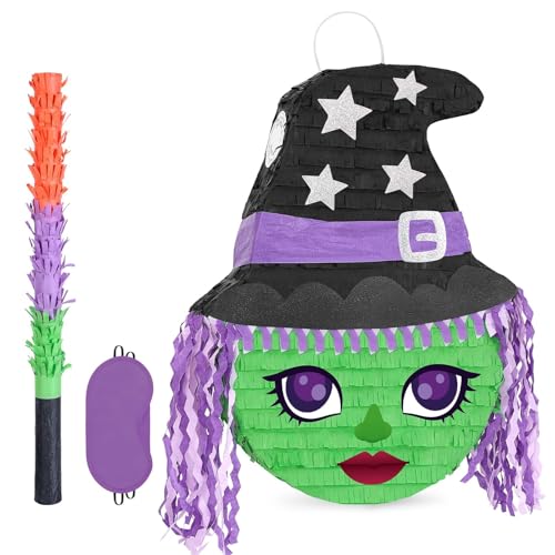 WERNNSAI Halloween Hexe Pinata-Hexe Pinata mit Stock Augenbinde für Kinder Jungen Halloween Party Spiele Familie Spiel Nacht Halloween Hexe Hängend Dekorationen Mexikanische Tag der Toten 41,4 x 31 CM WERNNSAI Halloween Hexe Pinata-Hexe Pinata mit Stock Augenbinde für Kinder Jungen Halloween Party Spiele Familie Spiel Nacht Halloween Hexe Hängend Dekorationen Mexikanische Tag der Toten 41,4 x 31 CM von WERNNSAI