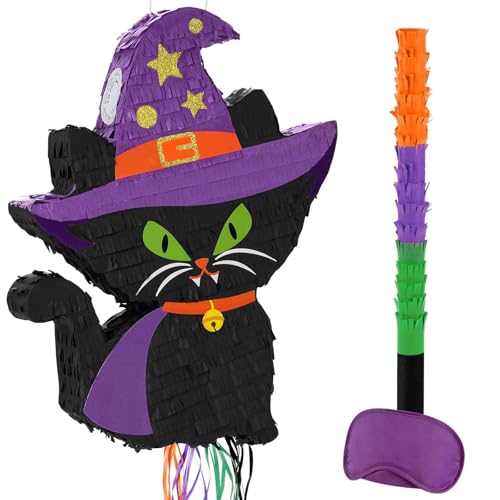 WERNNSAI Halloween Katzen Piñata - Schwarze Gruselige Piñata Mit Stab, Augenbinde, Hexenhut für Kinder - Partyzubehör für Halloween Geburtstagsfeiern WERNNSAI Halloween Katzen Piñata - Schwarze Gruselige Piñata Mit Stab, Augenbinde, Hexenhut für Kinder - Partyzubehör für Halloween Geburtstagsfeiern von WERNNSAI