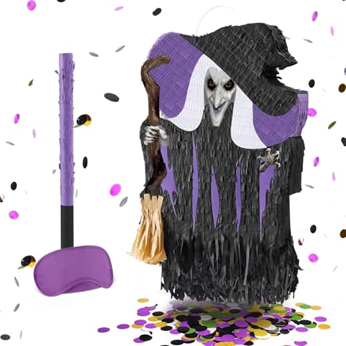 WERNNSAI Halloween Pinata – Halloween Hexen Piñata Deko Kinder Erwachsene Junge Hexen Piñata mit Konfetti Augenbinde Stab Halloweenparty Dekorationen Gruselige Geburtstagsparty Süßigkeitenspiel WERNNSAI Halloween Pinata – Halloween Hexen Piñata Deko Kinder Erwachsene Junge Hexen Piñata mit Konfetti Augenbinde Stab Halloweenparty Dekorationen Gruselige Geburtstagsparty Süßigkeitenspiel von WERNNSAI