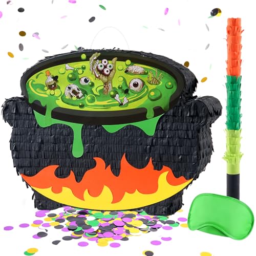WERNNSAI Halloween Pinata – Halloween Hexenkessel Piñata Deko Kinder Erwachsene Junge Hexenkessel Pinata mit Augenbinde Konfetti Stab Halloweendeko Gruselige Geburtstagsparty Süßigkeitenspiel WERNNSAI Halloween Pinata – Halloween Hexenkessel Piñata Deko Kinder Erwachsene Junge Hexenkessel Pinata mit Augenbinde Konfetti Stab Halloweendeko Gruselige Geburtstagsparty Süßigkeitenspiel von WERNNSAI