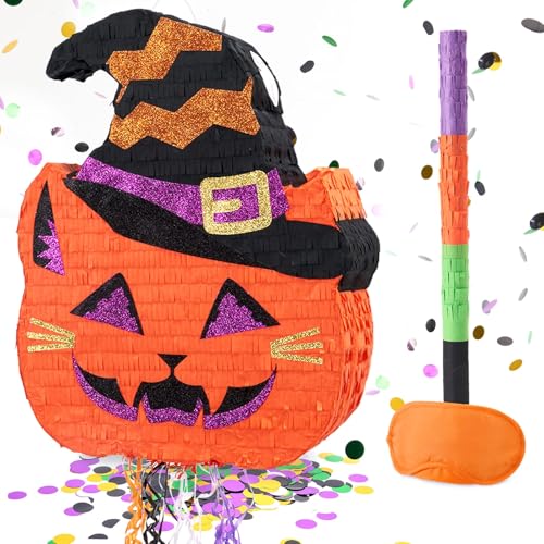 WERNNSAI Halloween Pinata – Halloween Kürbis Piñata Deko Kinder Junge Riesige Kürbis Katze Piñata mit Augenbinde Konfetti Oktober Halloweendeko Gruselige Süßigkeiten Spiel Geburtstagsparty Dekoration WERNNSAI Halloween Pinata – Halloween Kürbis Piñata Deko Kinder Junge Riesige Kürbis Katze Piñata mit Augenbinde Konfetti Oktober Halloweendeko Gruselige Süßigkeiten Spiel Geburtstagsparty Dekoration von WERNNSAI