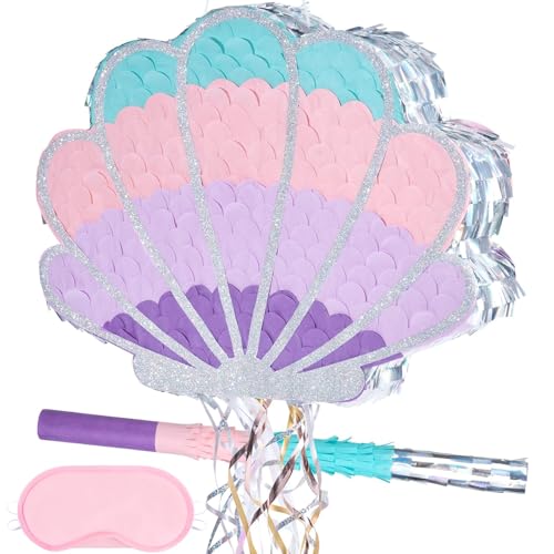 WERNNSAI Shellfish Pinata - Geburtstags Muschel Piñata Mädchen Kinder Pinata mit Quaste Kordelzug Stock Augenmaske Lila Geburtstagsparty Poolparty Meerjungfrau Dekoration Zubehör WERNNSAI Shellfish Pinata - Geburtstags Muschel Piñata Mädchen Kinder Pinata mit Quaste Kordelzug Stock Augenmaske Lila Geburtstagsparty Poolparty Meerjungfrau Dekoration Zubehör von WERNNSAI