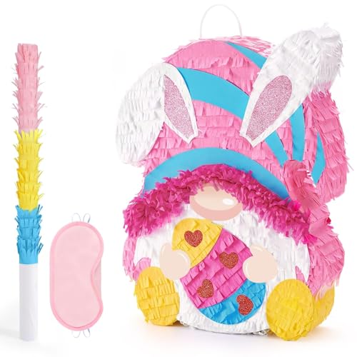 WERNNSAI Oster Piñata - Osterparty Dekorationen für Kinder Pinata Frühlings Pinata mit Augenbinde und Stock Geburtstagsparty Schulaktivitäten Spiel Frühlingsparty Spiel Piñata Frühlings Piñata von WERNNSAI