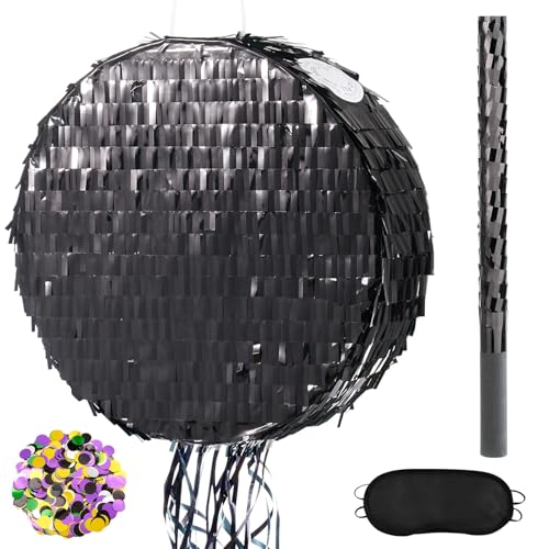 WERNNSAI Schwarze runde Piñata – schwarze Piñata mit Augenbinde, Konfetti, für Erwachsene, Kinder, Geburtstag, Party, Dekoration, Feier, Fiesta, Zubehör, kreative Party-Dekoration WERNNSAI Schwarze runde Piñata – schwarze Piñata mit Augenbinde, Konfetti, für Erwachsene, Kinder, Geburtstag, Party, Dekoration, Feier, Fiesta, Zubehör, kreative Party-Dekoration von WERNNSAI